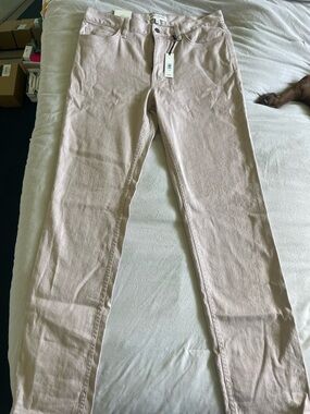 Banana Republic Slim Fit Linen-Cotton Jeans in Pale Pink
